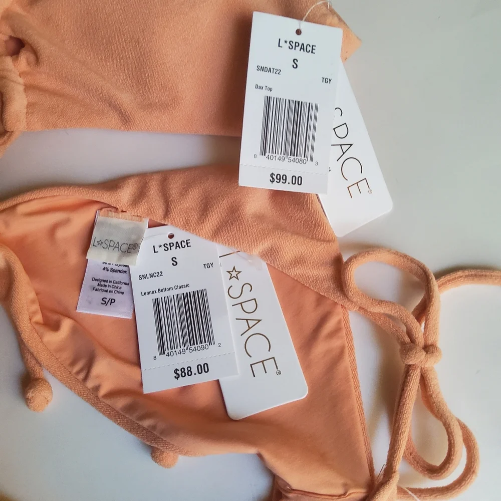 L*Space Terrycloth 2Pcs Bikini Swimsuit Set Dax Top and Lennox Bottom Classic S